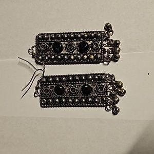 Black onyx and bronze earrings